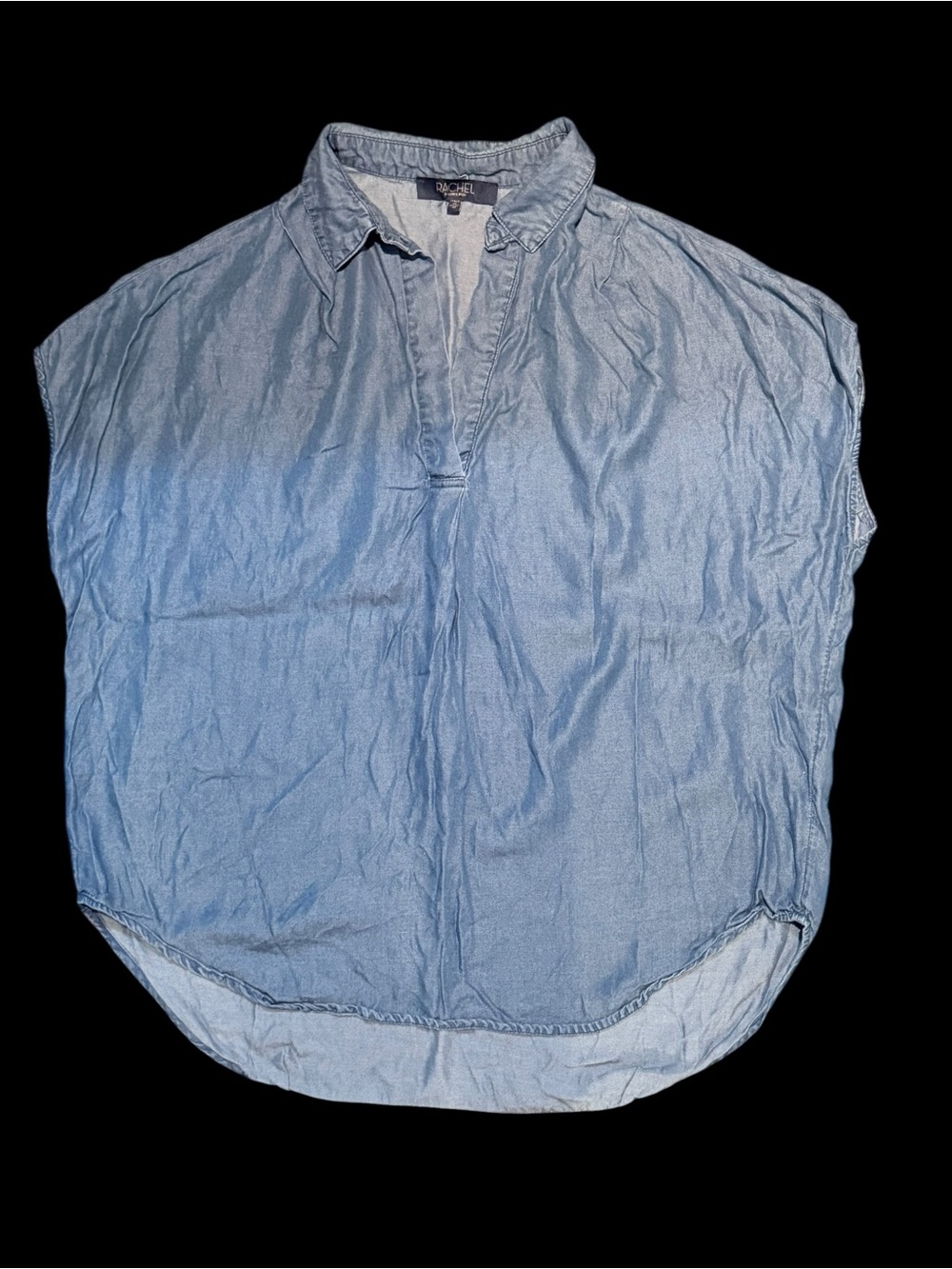 RACHEL Rachel Roy Womens M Chambray Denim Tunic Top Oversized High Low Dolman